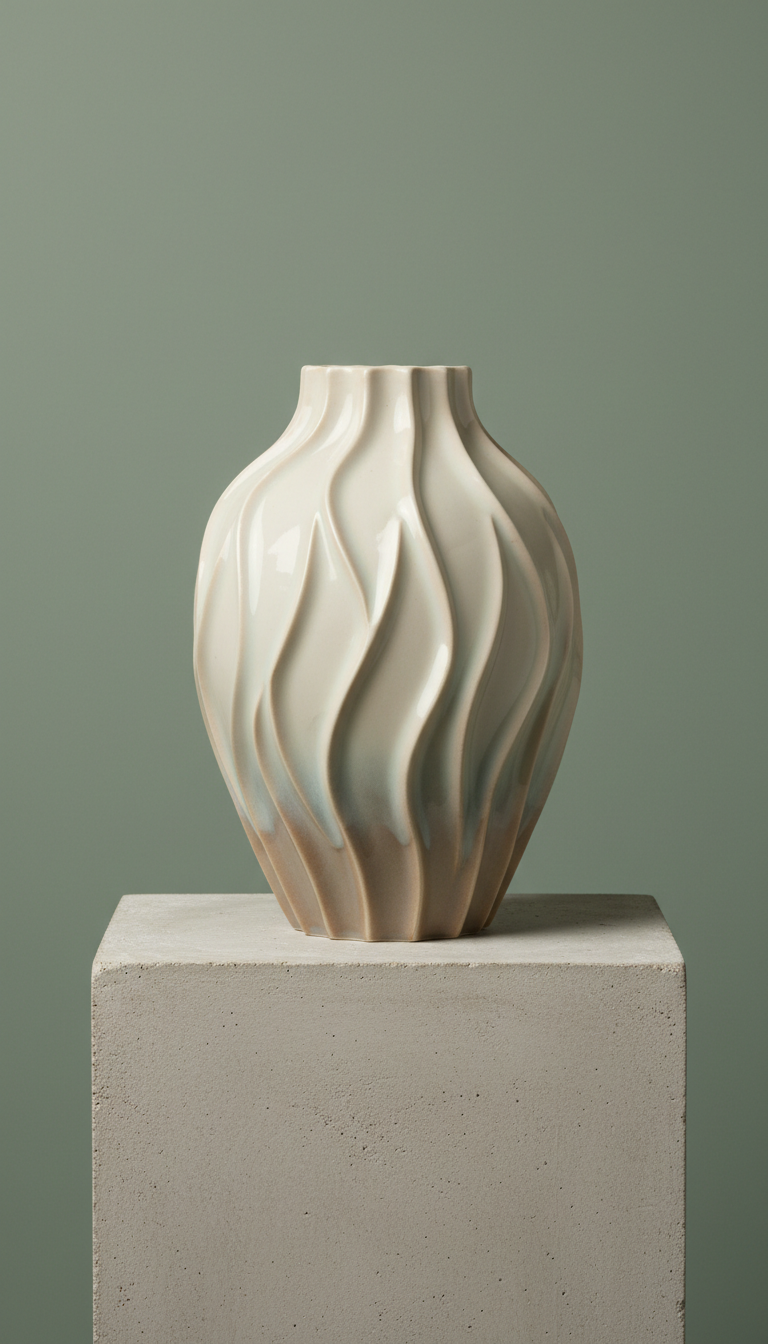Jarrón de porcelana ondulada